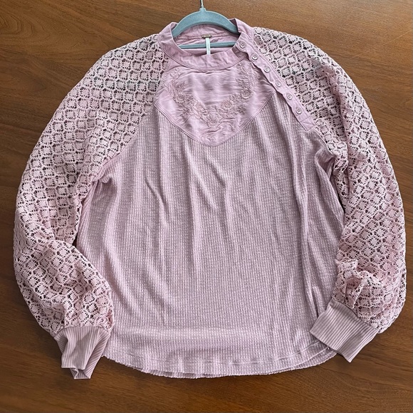 Free People Sweetest Thing Rose Embroidered Thermal Top - Picture 4 of 11